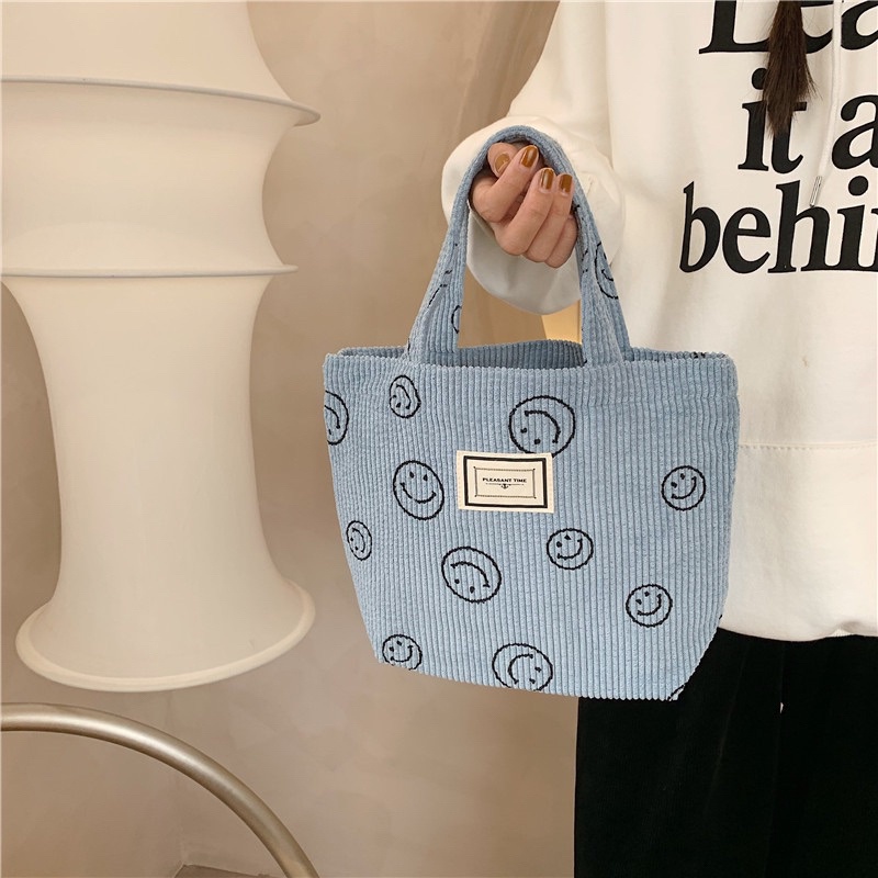 PREMIUM TOTEBAG KEEP SMILE / SMILE TAS TOTE BAG / HAND BAG KOTAK / SACHI TOP HANDLE BAG / TAS PIKNIK MOTIF POLKADOT / TAS UNIK / TAS IMPORT KOREA