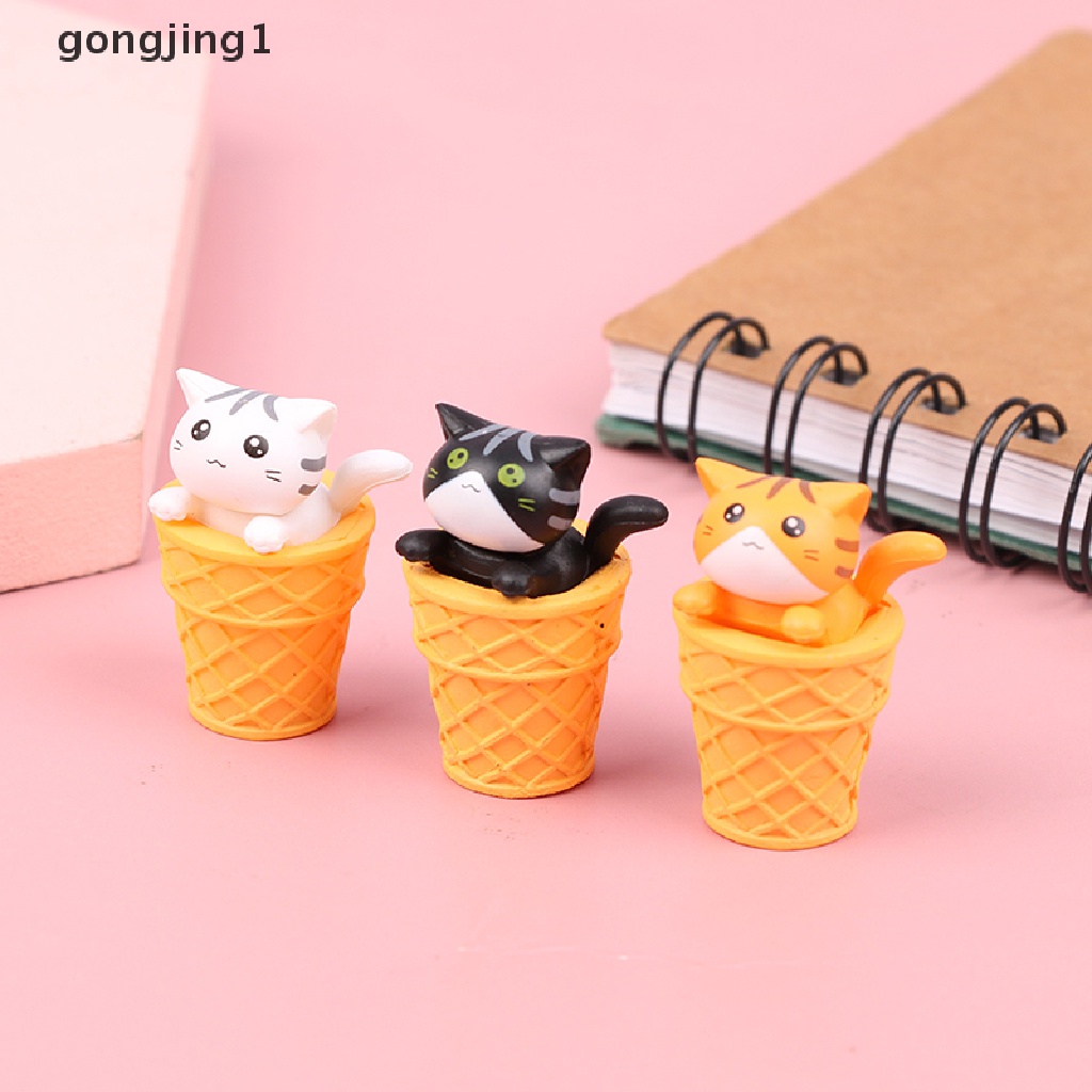 Ggg Gourmet Ice Cream Cat Kitten Mikro Landscape Berkebun Boneka Desktop Ornamen ID