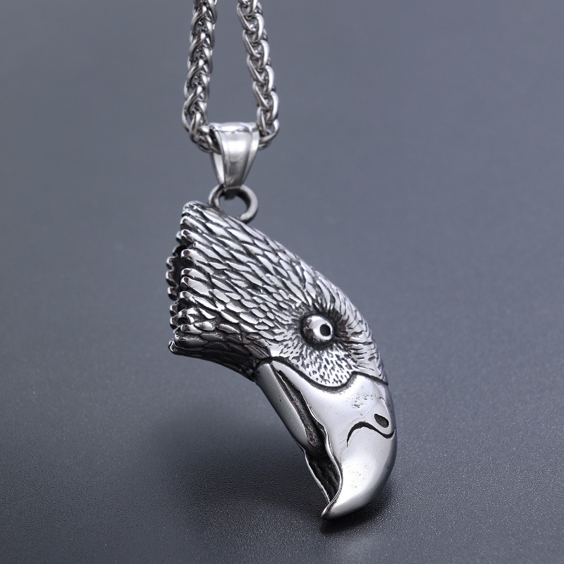 [Z H Perhiasan] Vintage Eagle Hip Hop Stainless Steel Liontin Pria Dan Wanita Fashion Kalung Punk Pesta Rock Baja Titanium Perhiasan Aksesoris