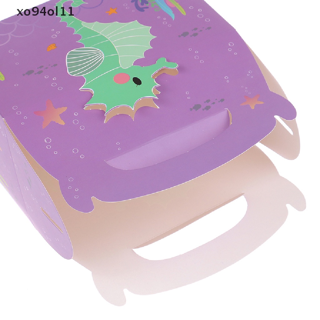 Xo 6Pcs Mermaid Candy Box Underwater World Favor Gift Box Kotak Kemasan Kue OL