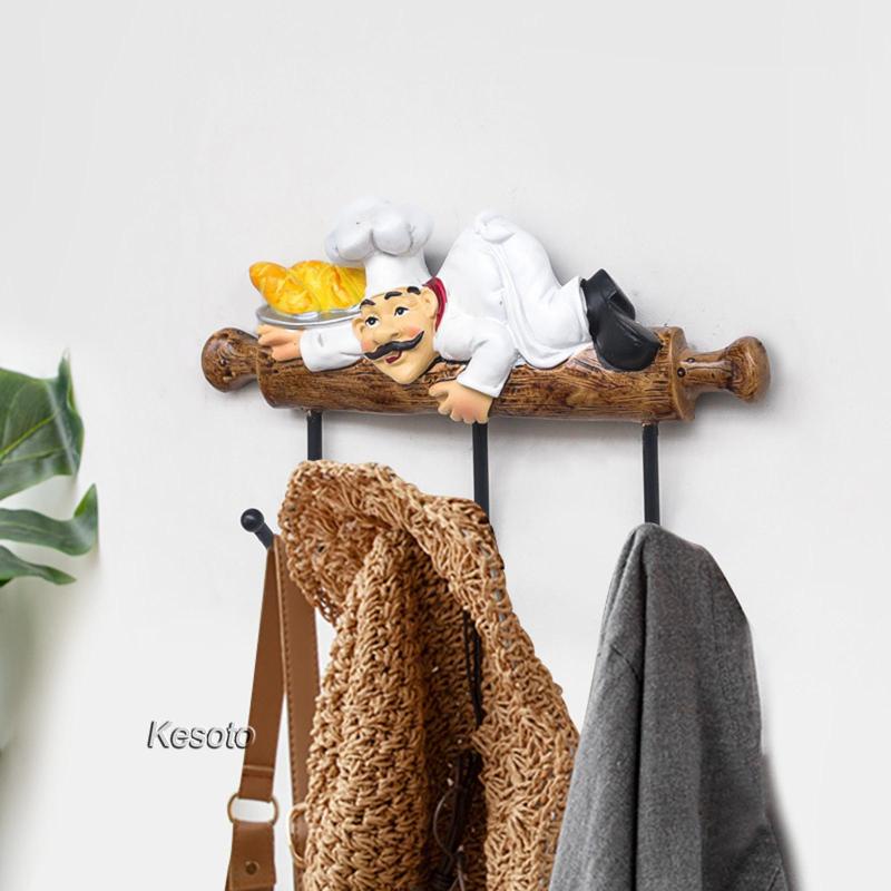 [Kesoto] Chef Wall Hook Cabinet Decor Kait Dapur Rak Mantel Tempat Handuk Kunci Tas