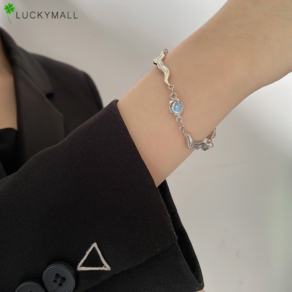 Korea Y2k Gelang Perak Untuk Wanita Fashion Opal Adjustable Bracelets Perhiasan Aksesoris