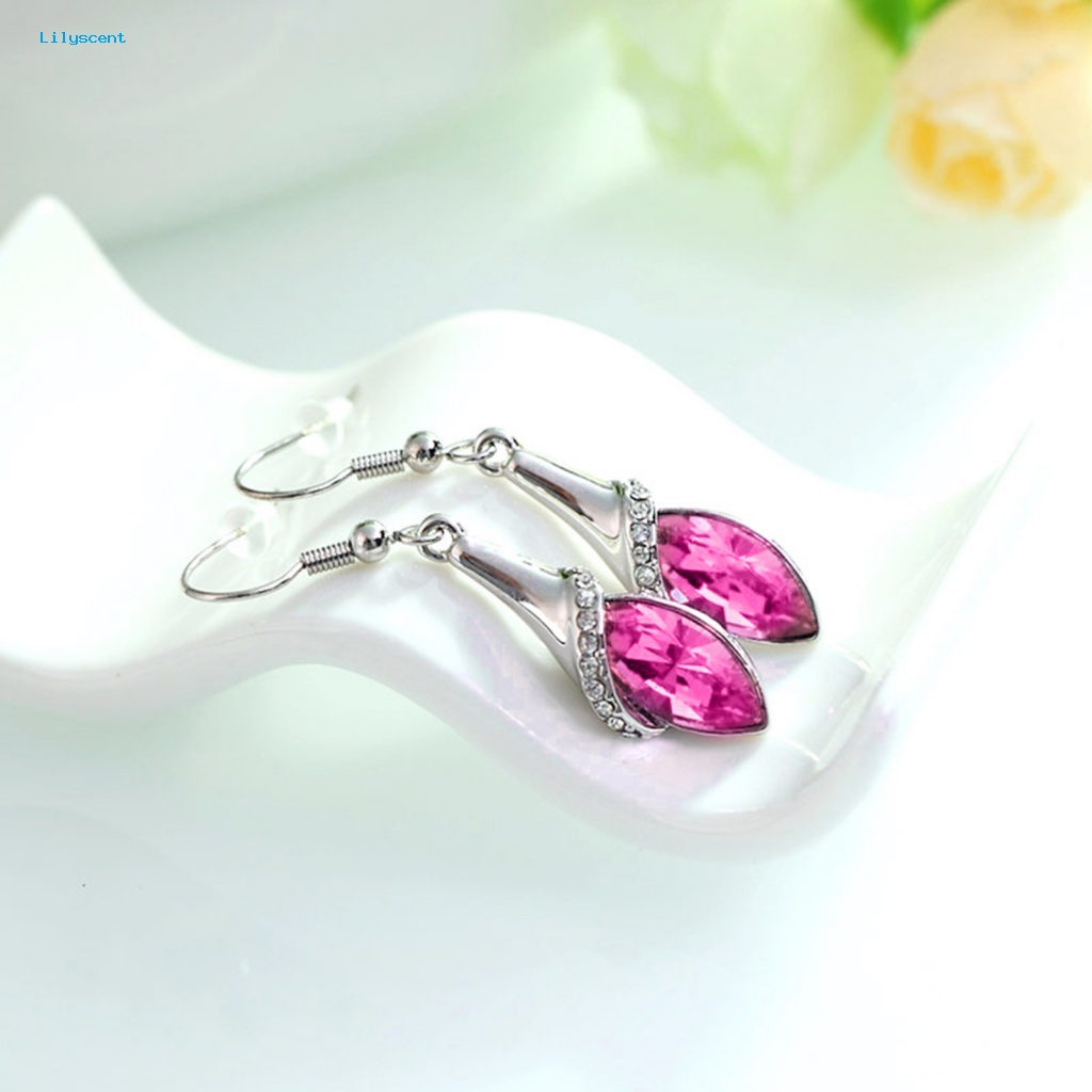 Lilyscent 1pasang Anting Panjang All Match Untuk Wanita Women Wedding Drop Earrings Dekorasi Bentuk Kreatif