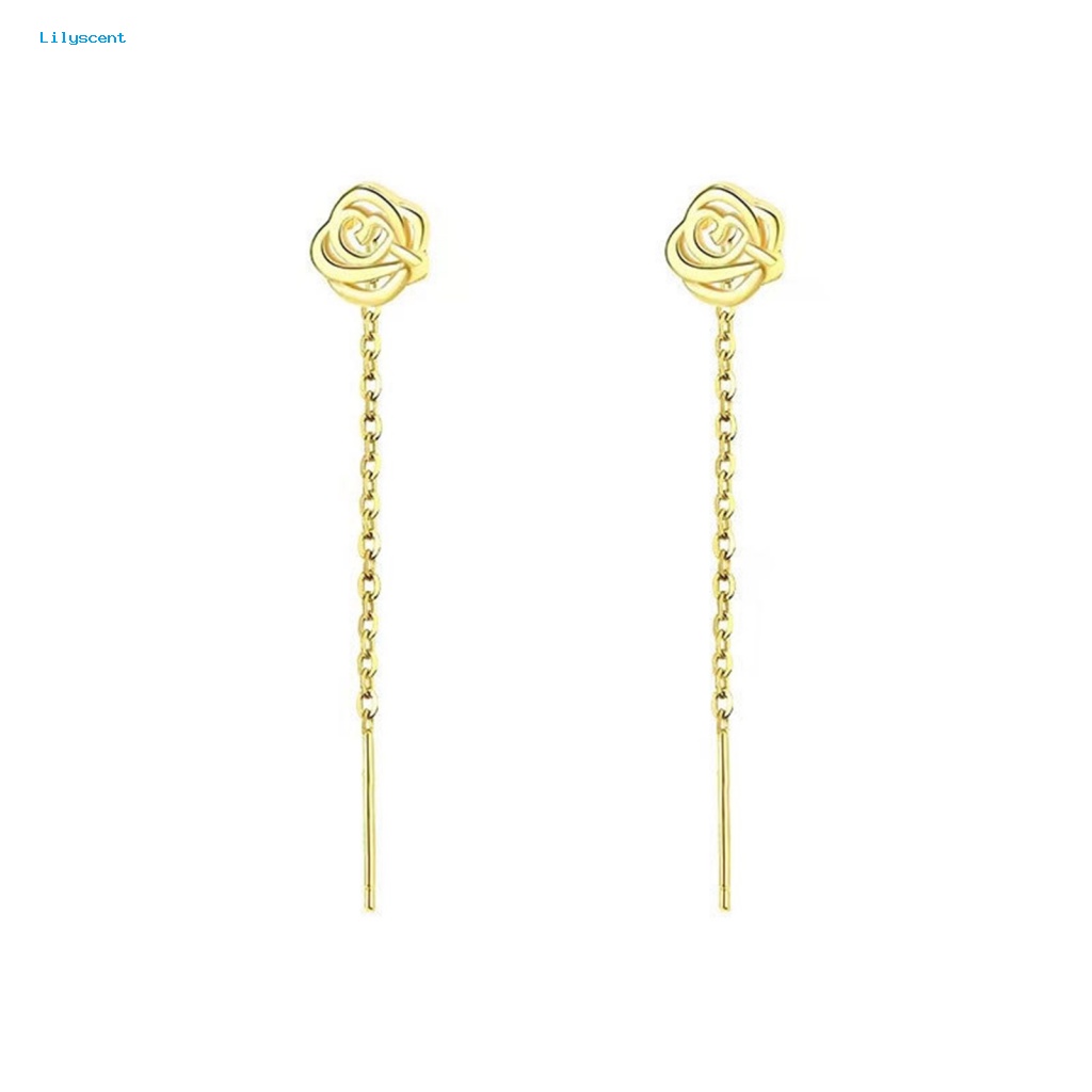 Lilyscent 1pasang Temperamental Wanita Drop Earrings Aksesoris Pakaian Anting Menjuntai Aksesoris Gaun Pesta Gaya Elegan