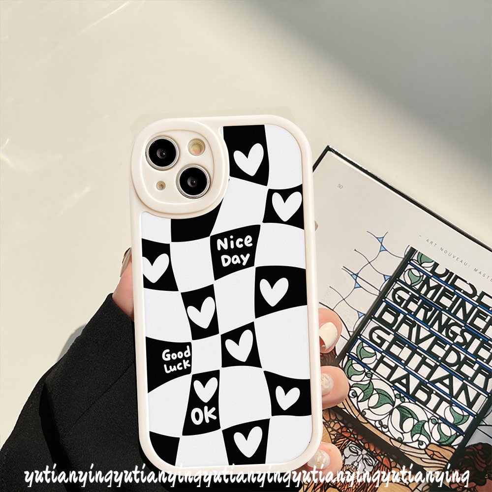 Cute Smile Face Phone Casing Infinix Hot 11 9 10 Play 11s 10s 10T Smart 5 6 Hot 10 Lite Note 8 Simple Black White Checkerboard Soft Tpu Case