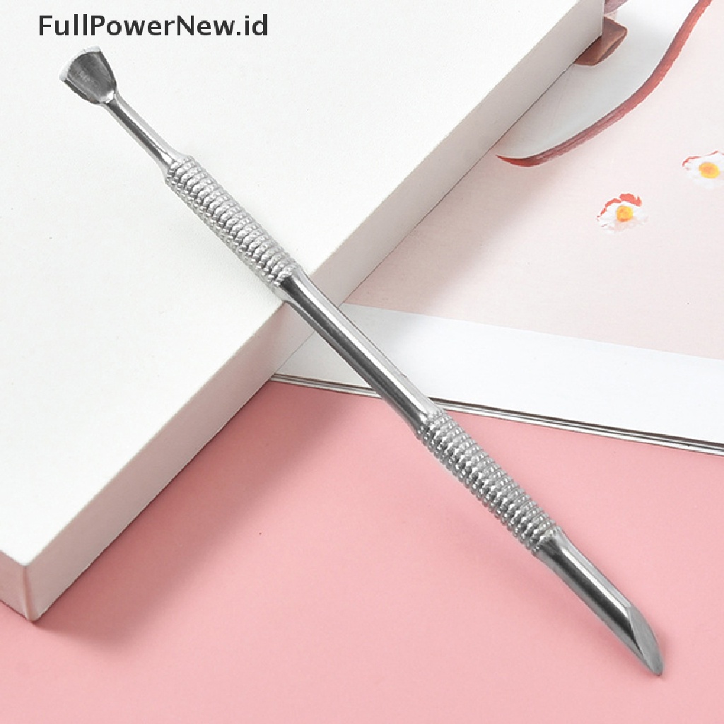 Power Stainless Steel Kutikula Pendorong Kuku Double Ended Spoon Nail Art Pedicure Alat ID