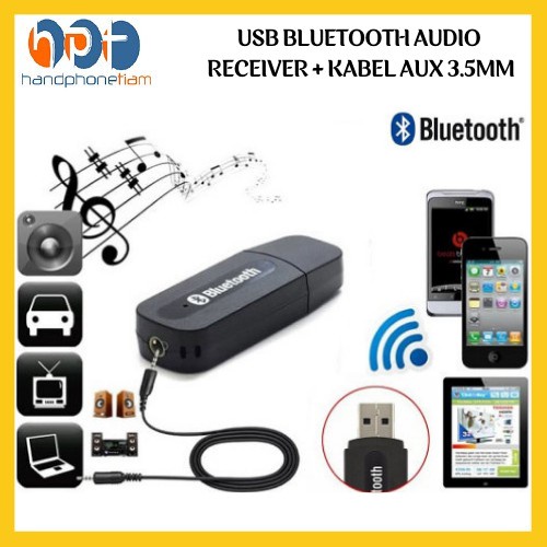 [HPT] Bluetooth Audio Receiver CK-02 / usb wireless / speaker music stereo 3.5mm reciever adapter + kabel aux