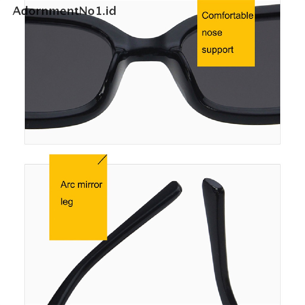 [AdornmentNo1] Frame Kacamata Hitam Wanita Fashion Rectangle Sunglasses Dengan Engsel Metal [ID]