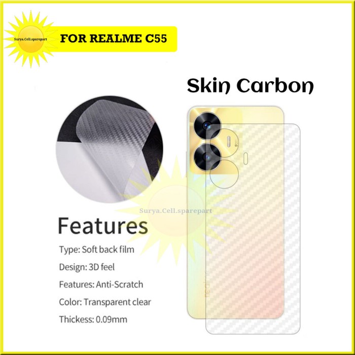 Back Skin Carbon Realme C55 - Skin Carbon Realme C55