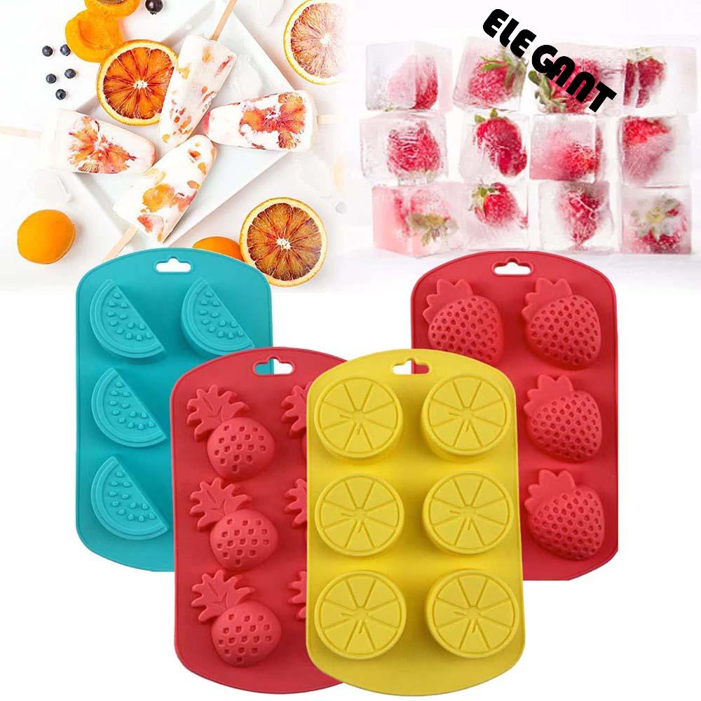 [Elegan] Jelly Cetakan Lilin Silikon Permen Fondant Semangka Buah Berbentuk Nanas Lemon Pembuatan Coklat