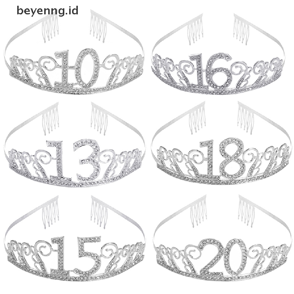 Beyen Wanita 10-60 Ulang Tahun Ratu Pesta Kristal Mahkota Tiara Headband Rambut Band ID