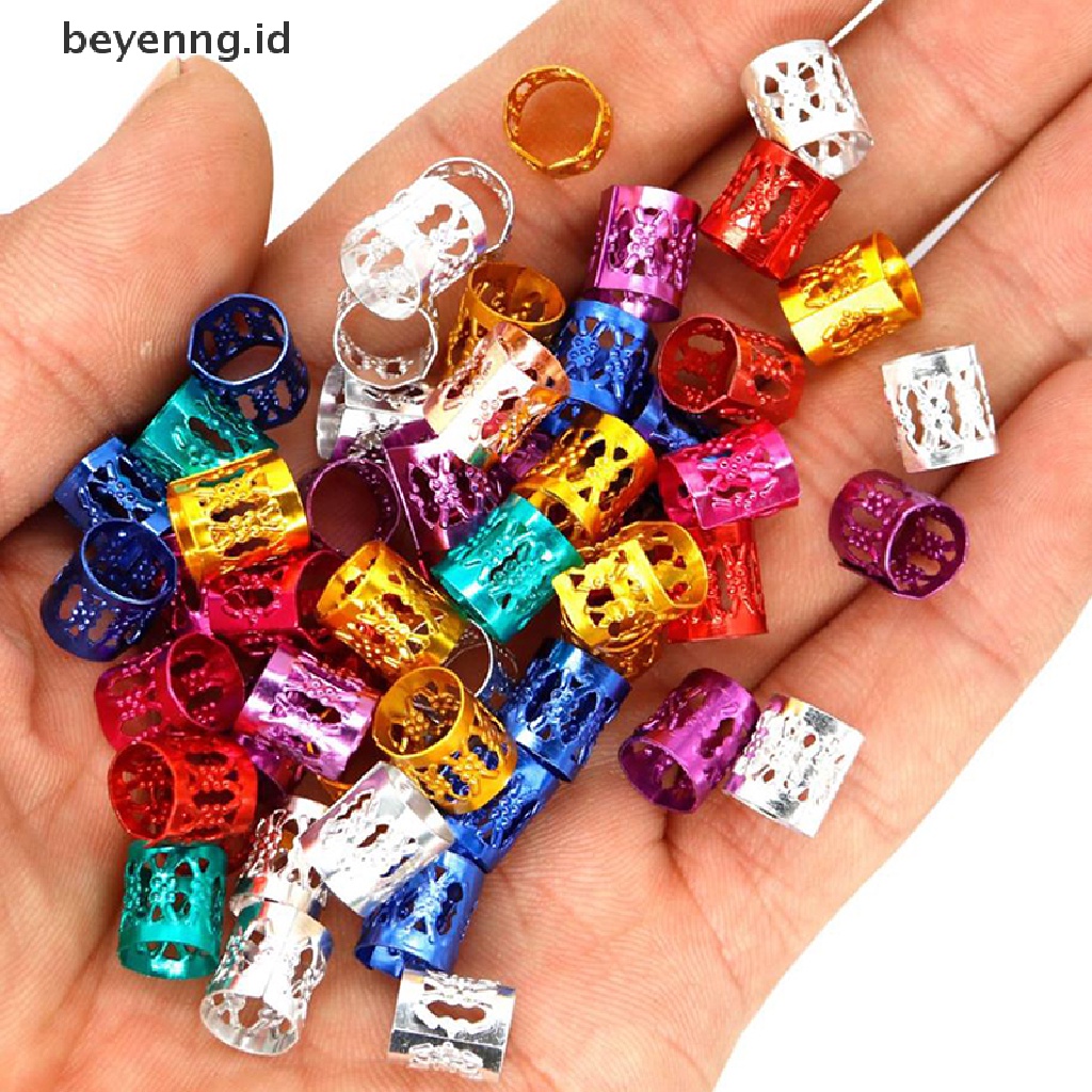 Beyen Lot 50pcs 8mm Manset Rambut Mengepang Klip Lock Dreadlock Manik Hair Extension Dekorasi ID