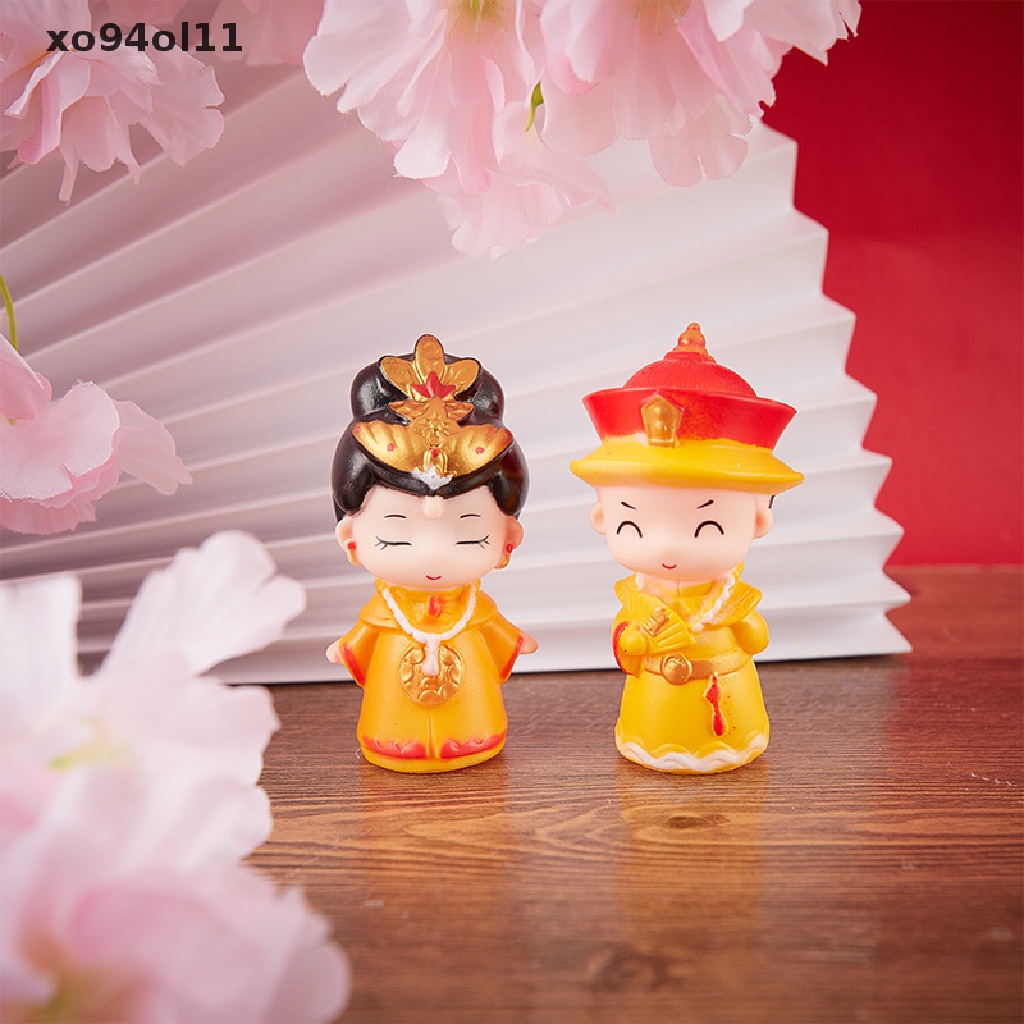 Xo Chinese Emperor Empress Patung PVC Queen Ornamen Dekorasi Tradisional Kue OL