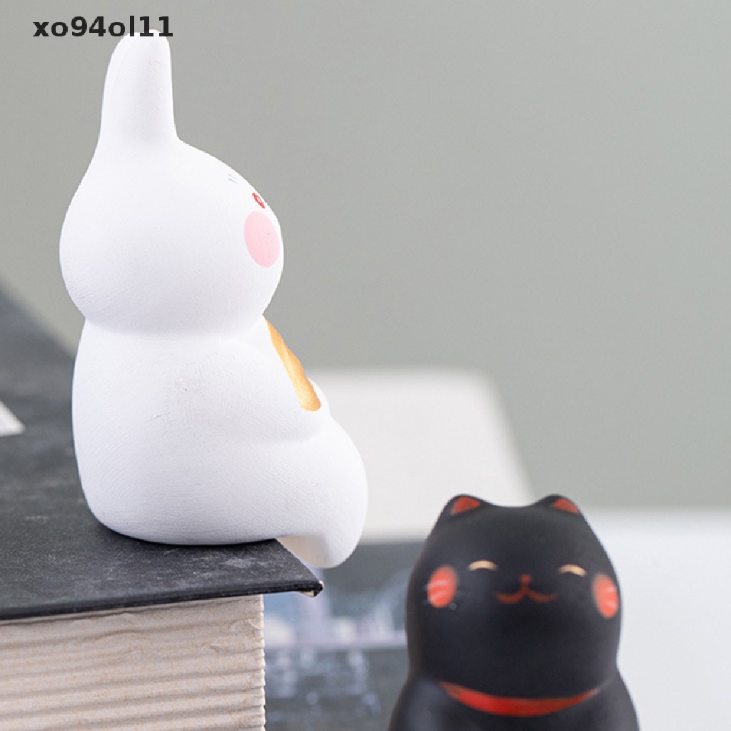 Xo Keramik Lucky Cat Ornamen Kerajinan Tangan Kartun Kelinci Lanskap Home Decor Accessory OL