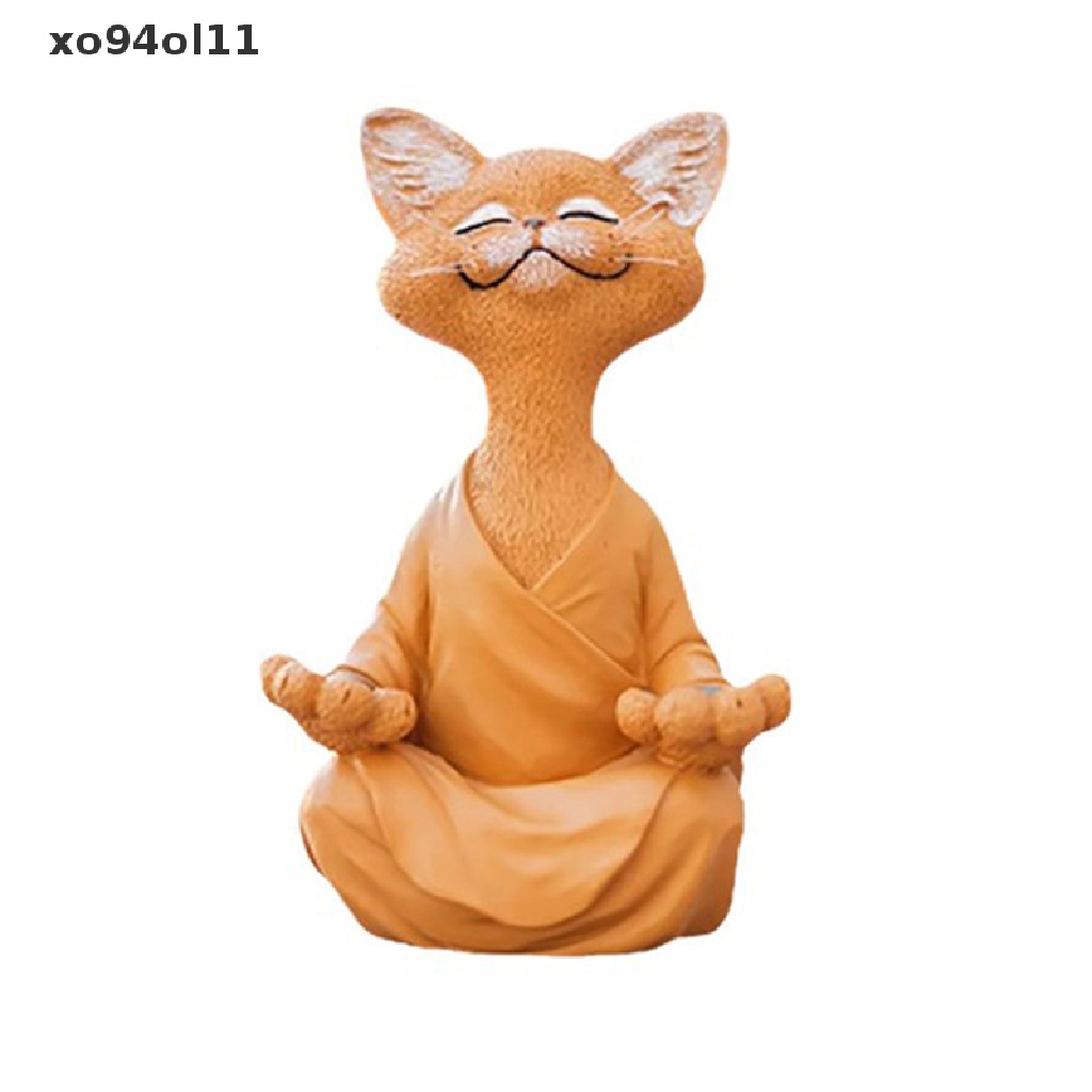 Patung Kucing Buddha Hitam XO Aneh Meditasi Yoga Koleksi Happy Cat OL