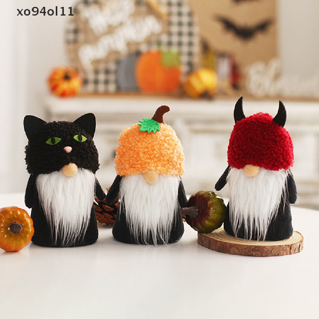 Xo Ornamen Wayang Gnomes Tanpa Wajah Holloween Untuk Dekorasi Pesta Rumah Labu Kucing Hitam Mainan Mewah Hadiah OL