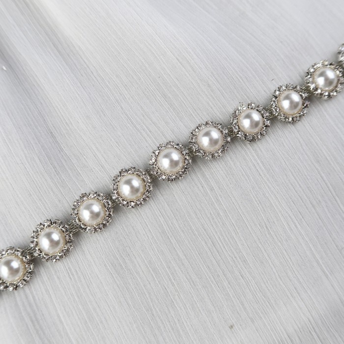 Payet Rangkai Mutiara Mewah Kristal Pearl Rangkai Coco Rhinestone | Istana Kancing