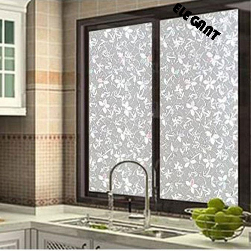 [Elegan] Frosted Window Decals Anti-ultraviolet Electrostatic Window Decoration Dekorasi Pintu Kaca Dekorasi Rumah Perlindungan Matahari Jendela Privasi Mudah Bersih Stiker Kamar Mandi