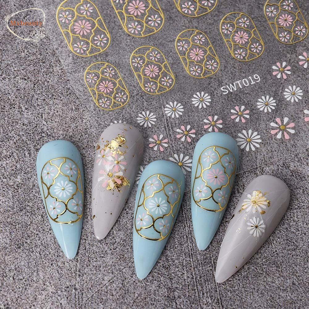 Mxbeauty Bunga Stiker Kuku Wanita Ins Style Sun Flowers Dekorasi Kuku Perekat Diri Jepang