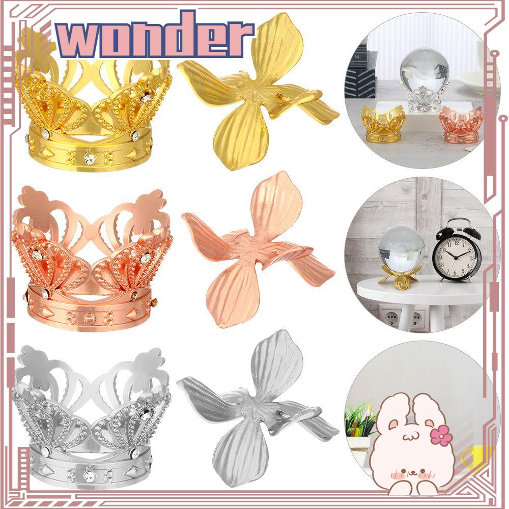 Wonder Crystal Ball Holder Dekorasi Rumah Mahkota Bentuk Daun Ornamen Desktop Pajangan Berdiri