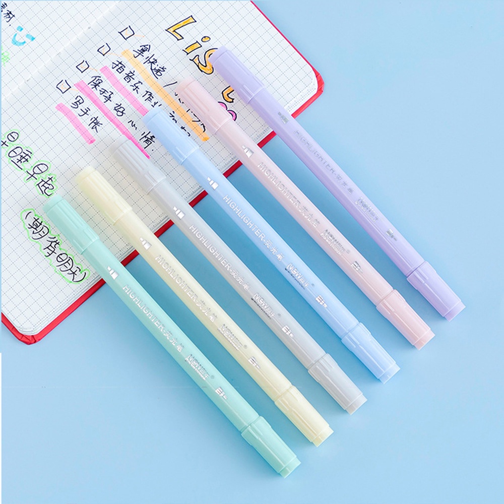 6 Pcs Macaron Color Double Tip Stabilo Pen Siswa Spidol Neon Alat Tulis Perlengkapan Sekolah