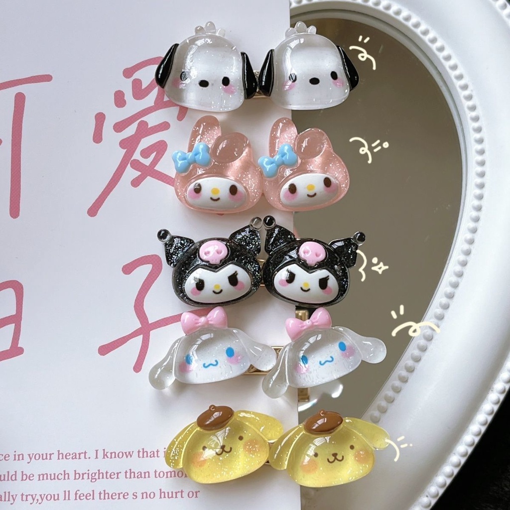 [HOT Sale] Jepit Rambut Lucu Ponsel case Tas Kuku Sanrio Mini Patch Bahan Serbaguna Anime Sanrios My Melody Kuromi Bening DIY Dekorasi Hadiah resin Aksesoris Kawaii