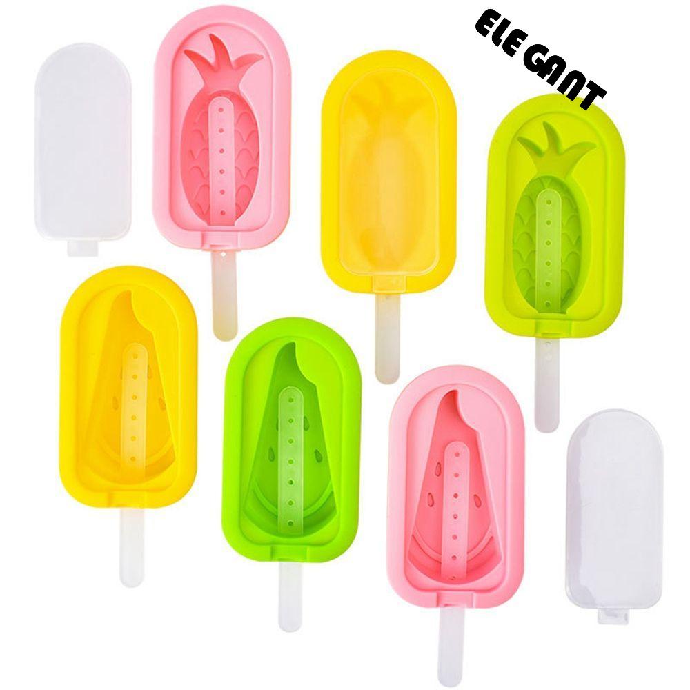 [Elegan] Cetakan Es Krim Silikon Nanas Dengan Tutup Dan Stik Gadget Dapur Buah Ice Pop Maker