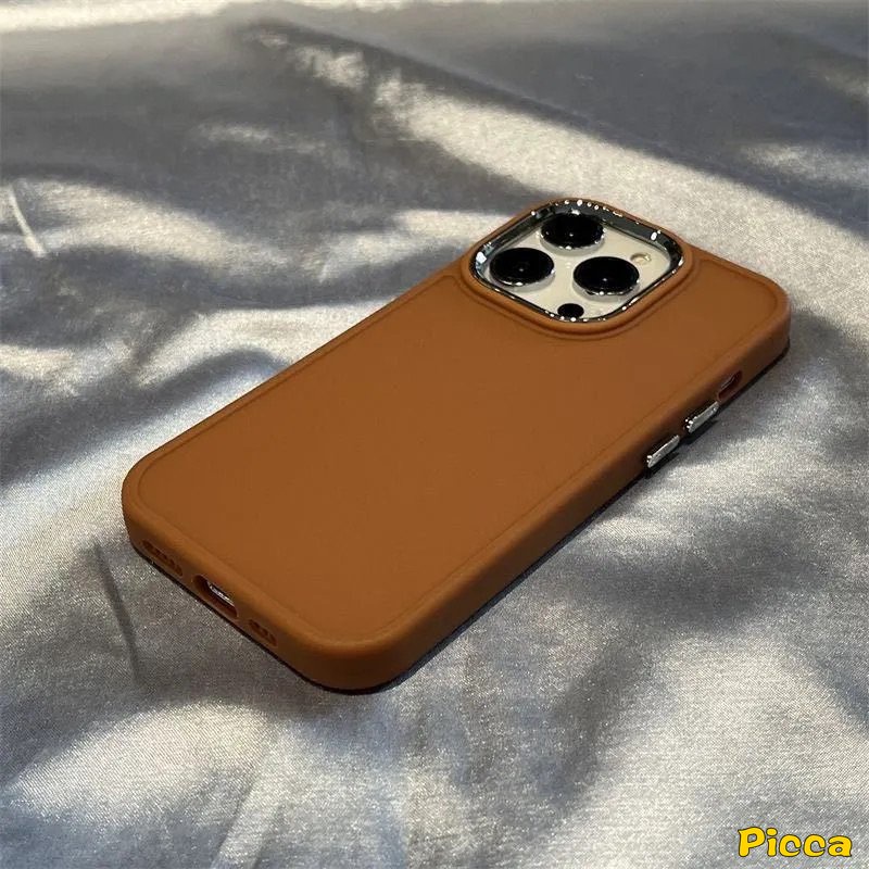 IPHONE Casing Ponsel Persegi Plating Warna Solid Sederhana Mewah Kompatibel Untuk Iphone7Plus 8plus 11xr 14 13 11 12 Pro MAX X 7 8 Plus XS MAX Macaron Candy Color Full Cover Pelindung