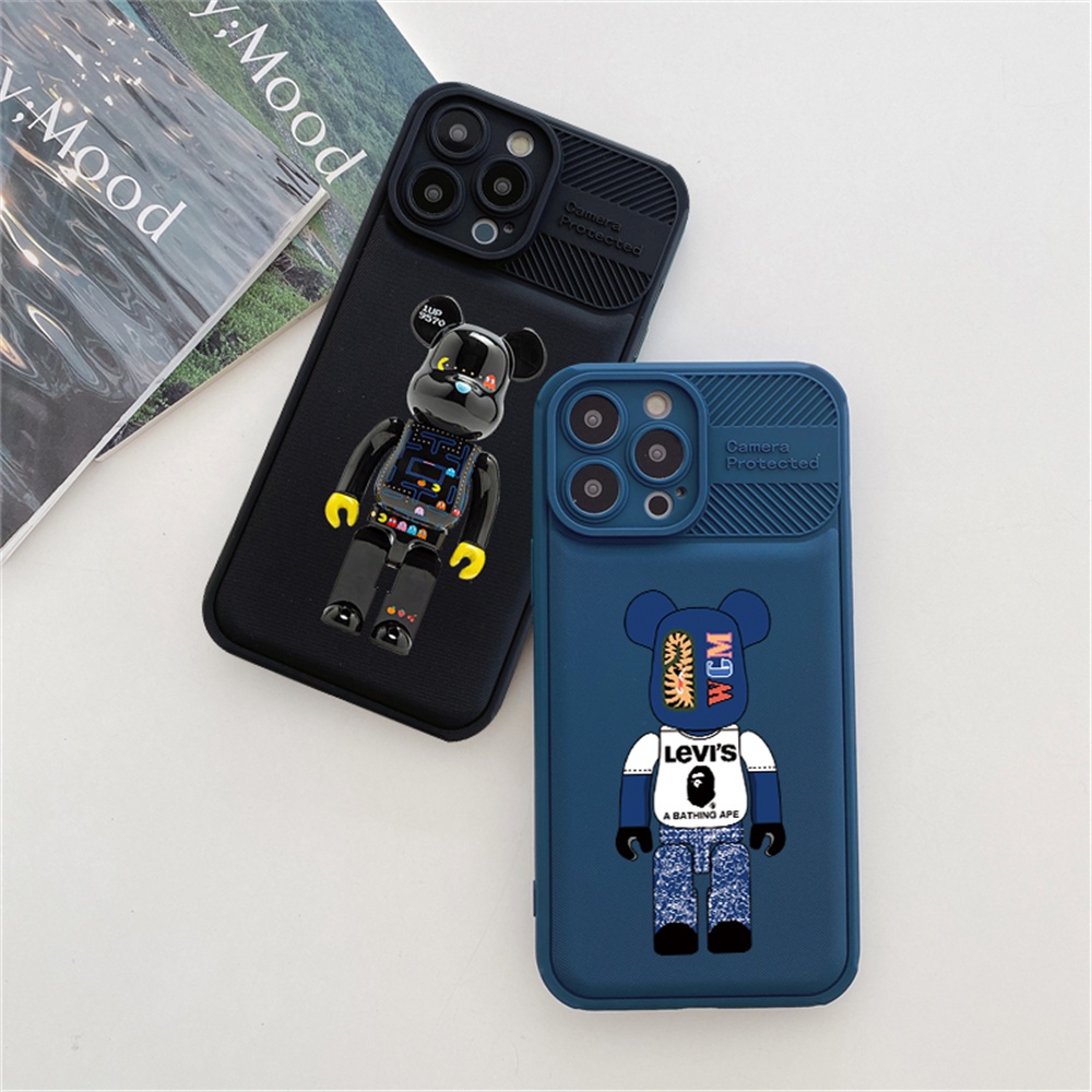 Casing Samsung A13 A04E A04S A04 A13 A03 A03S A20 A30 A32 A12 A02S A11 A50 A20S A10 M12 Bearbrick Serat Karbon Cross Grain Phone Cover