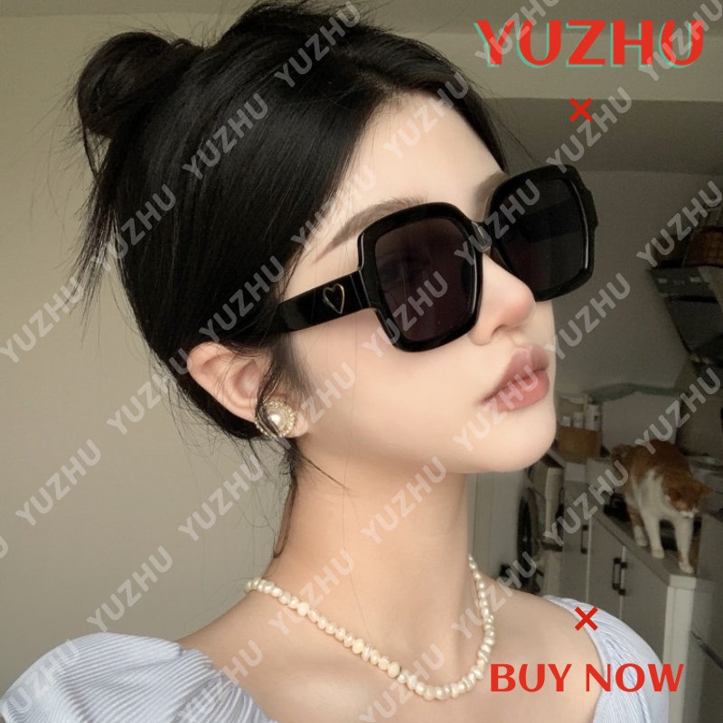 (YUZHU) Western Retro Fashion Oversized Frame Sunglasses Love Fashion Kacamata Hitam Serbaguna Untuk Wanita