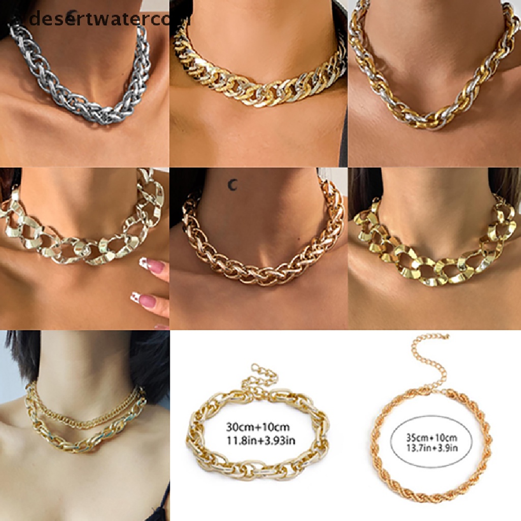 Deid Kalung Choker Punk Hip Hop Untuk Wanita Statement Gothic Cuban Chunky Necklace Martijn