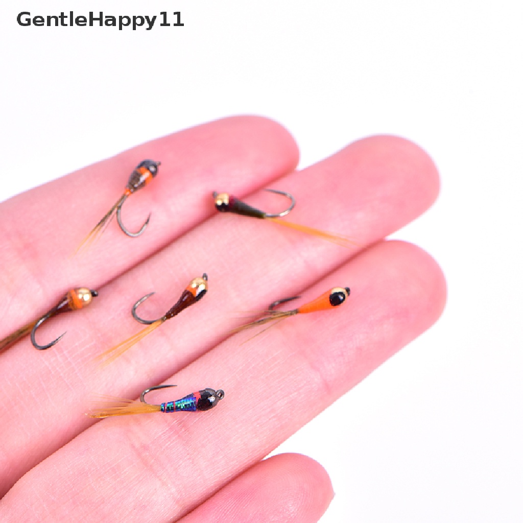 Gentlehappy 6PCS Kepala Tembaga Nymph Beadheads Fly Trout Greyling Trout Memancing Quick Sink Fly id