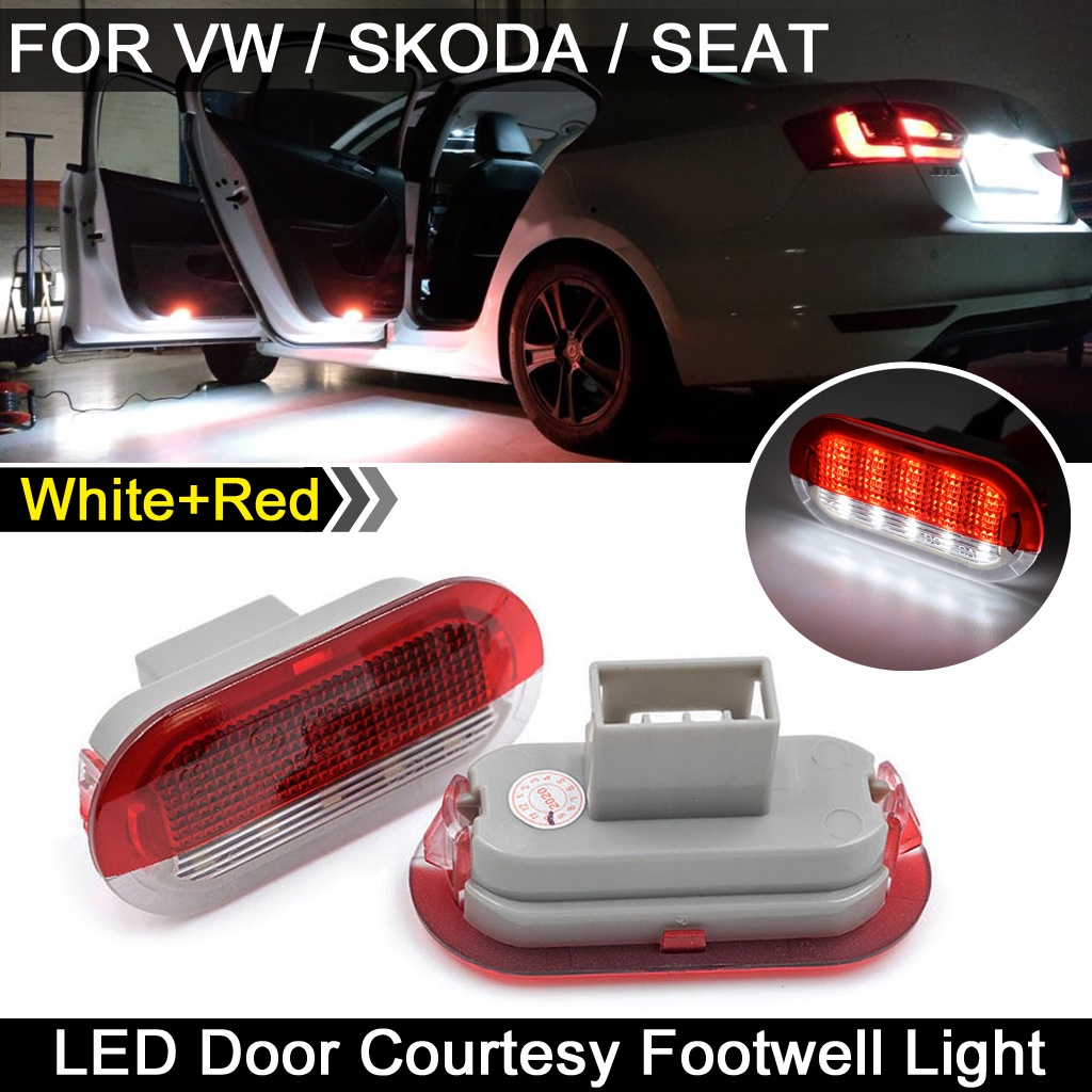 2pcs LED Pintu Lampu Sopan Di Bawah Lampu Peringatan Untuk VW Golf Kumbang Jetta Bora Polo Sharan Vento Touran Untuk Skoda Untuk Kursi Leon Toledo