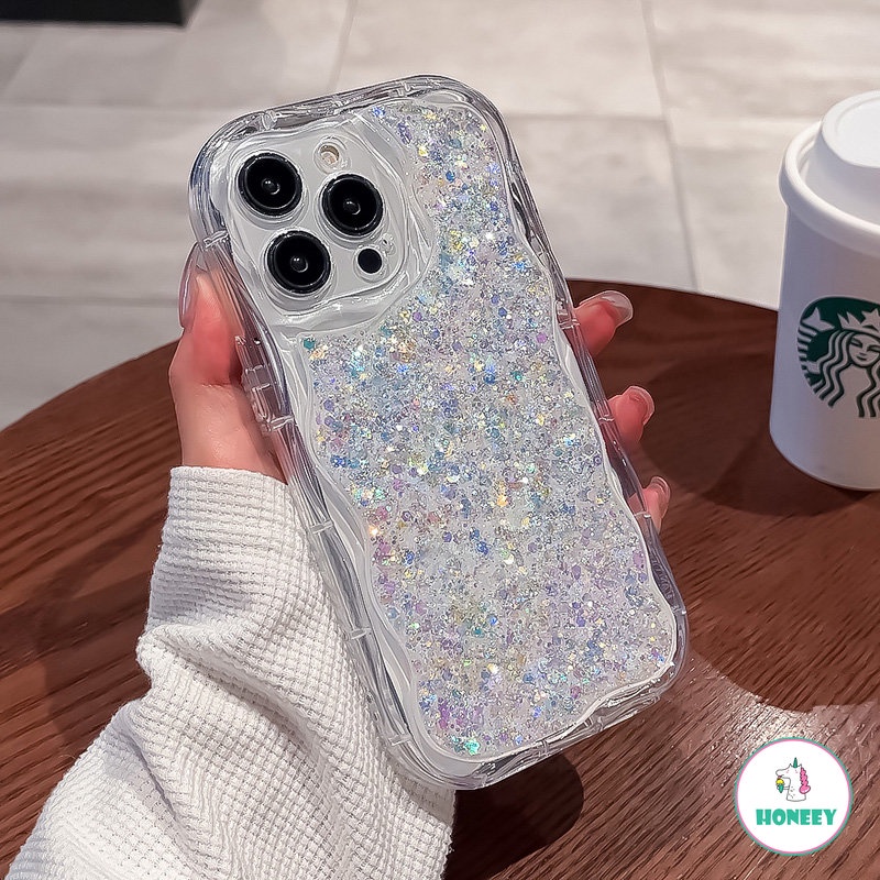 IPHONE Ins Bening Lembut Casing Ponsel Bling Glitter Casing Ponsel Untuk Iphone14 13 12 11 Pro Max X XR XS Max Shockproof Transparan Cover