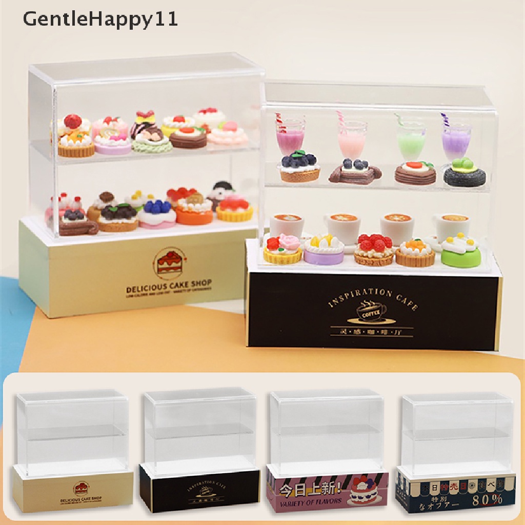 Gentlehappy 1Pc 1: 12rumah Boneka Miniatur Pajangan Kue Counter Dessert Cabinet Model Etalase Makanan Snack Kabinet Shop Scene Decor Mainan id