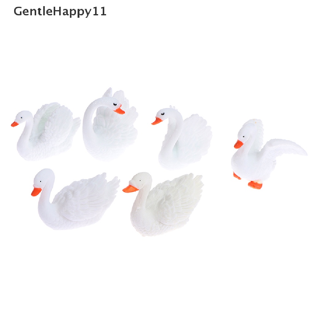 Gentlehappy 2pcs Ornamen Taman Peri Model Angsa Mini DIY Micro Landscape Dekorasi Rumah id