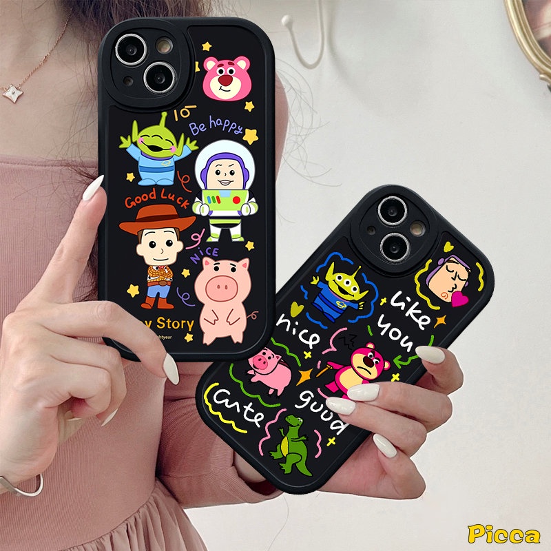 Casing Realme C53 C55 C35 C15 C25Y C11 C21Y C30 C30s C20 C12 C31 C25s 5i 7i 9i 6s 5 6i 8i 6 8 10 Pro 10Pro+C17 C20A C21 GT C3 Kartun Toy Story Cute Strawberry Bear Manyo Pig Sarung