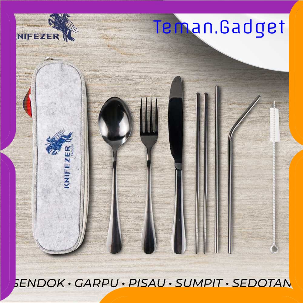 TG - DPR KNIFEZER Set Alat Makan Sendok Garpu Pisau Sumpit Sedotan - EA02300