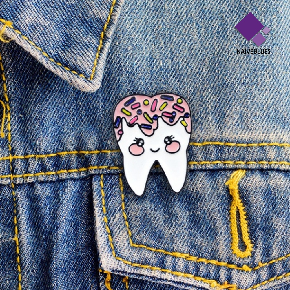 &lt; Naiveblues &gt; Pin Bros Enamel Smiley Gigi Kartun Lencana Ransel Mantel Denim