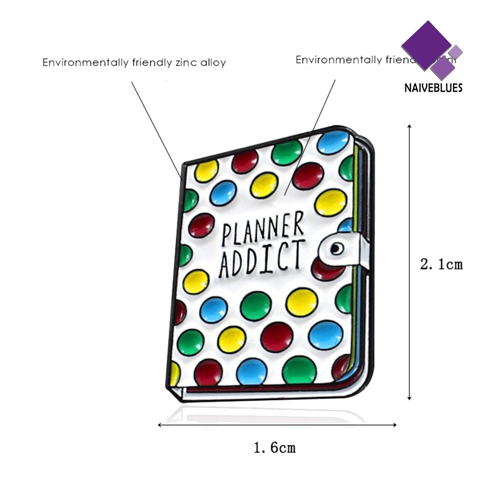 &lt; Naiveblues &gt; Planner Addict Buku Titik Warna-Warni Enamel Bros Denim Ransel Lencana