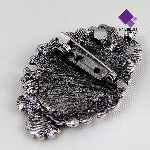 &lt; Naiveblues &gt; Women's Vintage Tergabung Berlian Imitasi Bunga Kecantikan Relief Antik Bros Pin