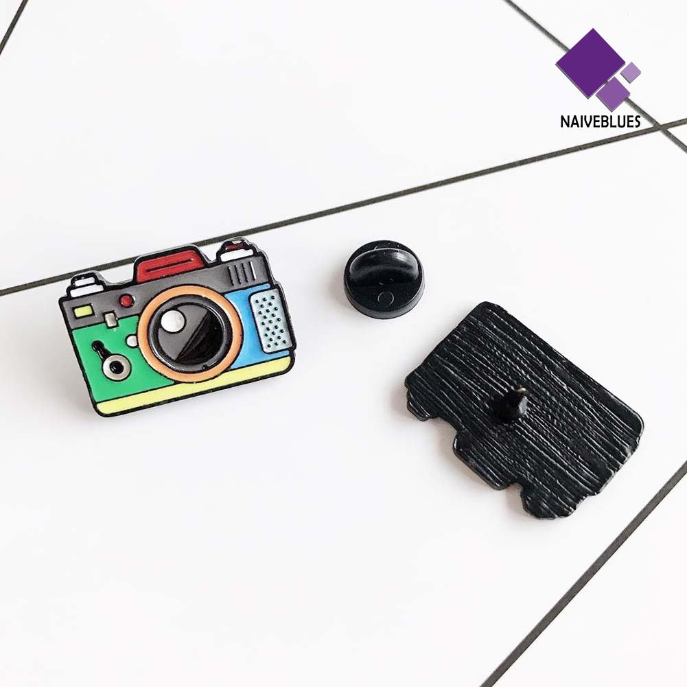 &lt; Naiveblues &gt; Pria Wanita Bentuk Kamera Enamel Bros Pin Jaket Tas Lencana