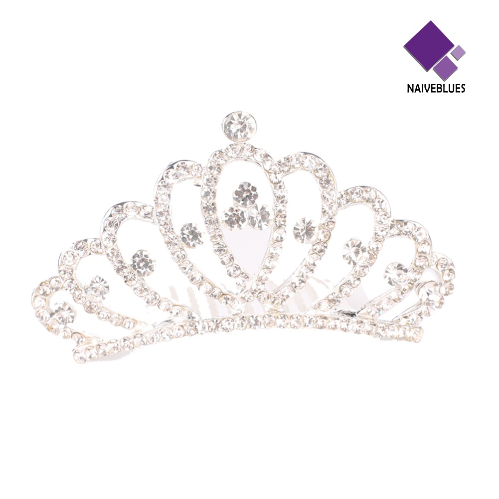 &lt; Naiveblues &gt; Pernikahan Prom Bayi Perempuan Kid Kecil Berlian Imitasi Mahkota Sisir Rambut Tiara