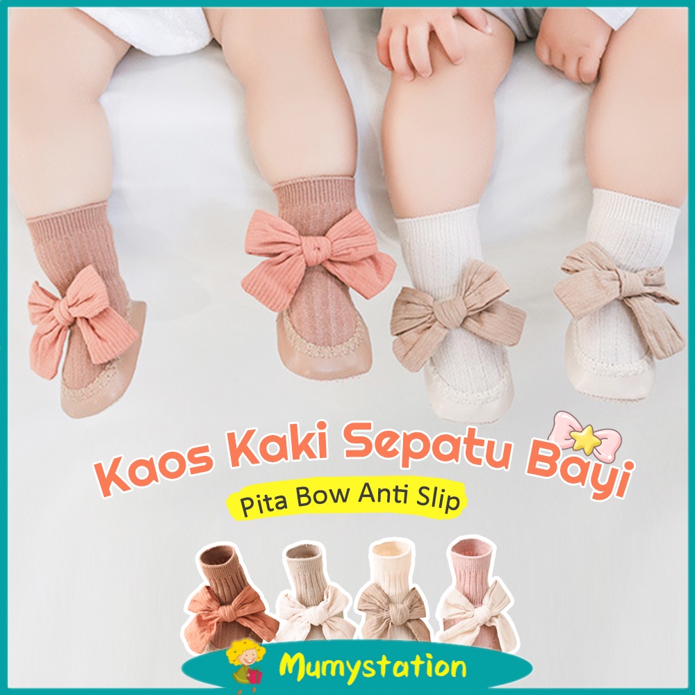 Mumystation Kaos kaki Bayi Pita Bow Anti Slip Sepatu Bayi Prewalker Shoes Baby Girl