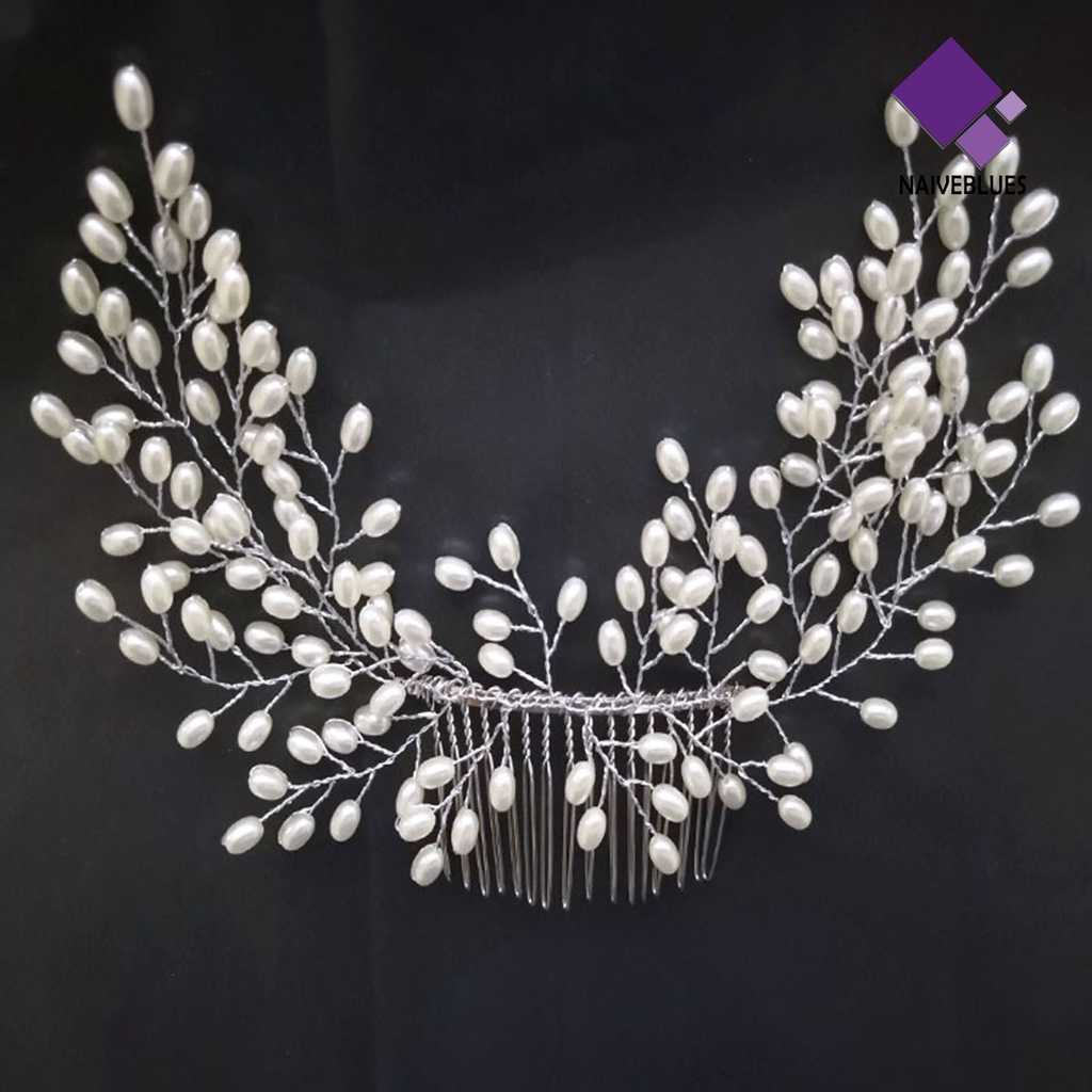 &lt; Naiveblues &gt; Klip Rambut Pengantin Hias Anti-Oksidasi Styling Aksesoris Mutiara Kepala Klip Gadis