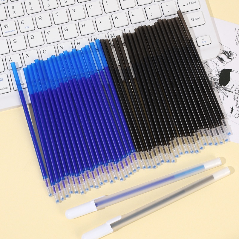 20pcs Pena Dihapus Gel Pen Jarum Tabung Dihapus Isi Ulang Tinta Hitam Biru Netral 0.5mm Tanda Tangan Pena Transparan Inti Kantor Sekolah Alat Tulis