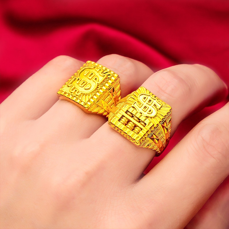 Goldking Perhiasan Fashion 24 K Bangkok Aksesoris Ready Stock Mendominasi Cincin Terbuka Pria Sempoa Cincin