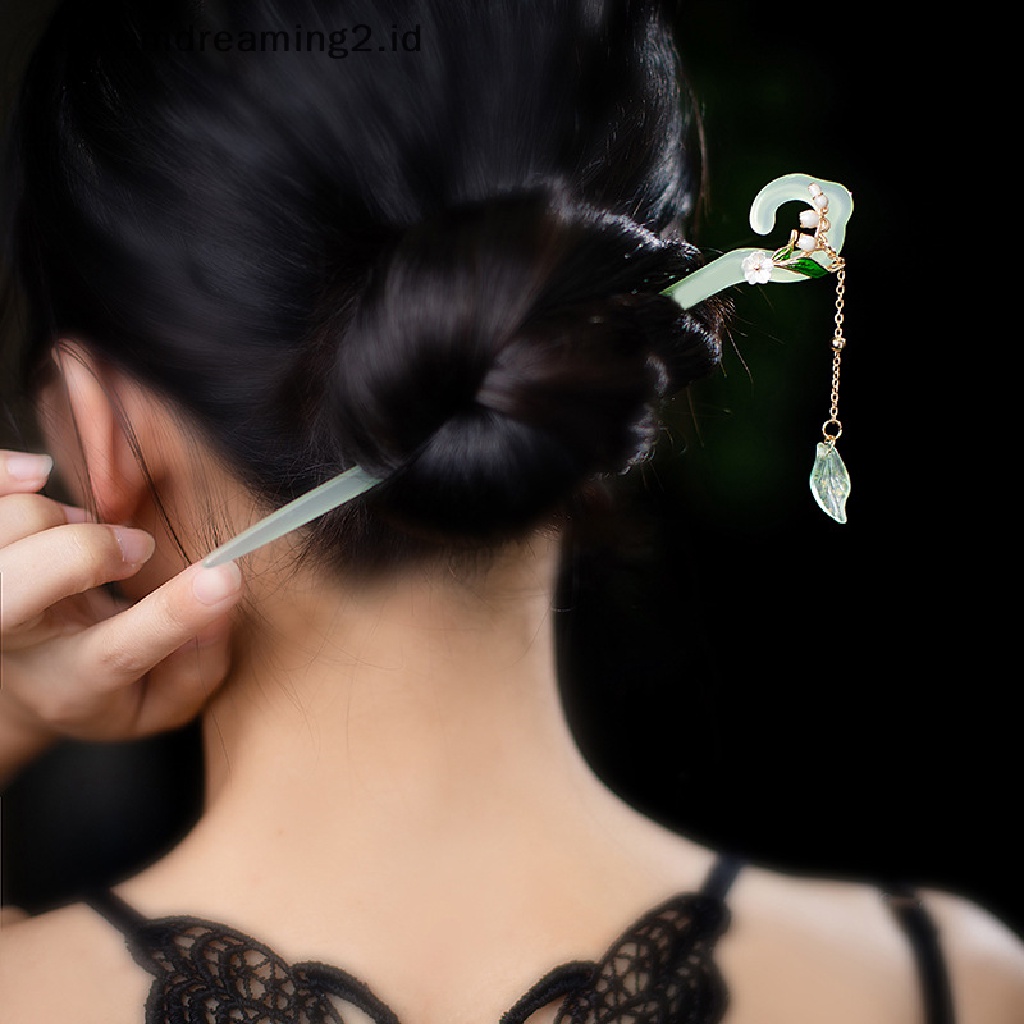 (dream) Tassel Rambut Stik Cina Hanfu Aksesoris Rambut Vintage Damai Gesper Jepit Rambut Garpu Gadis Dialy Headpiece Peri Rambut Perhiasan//