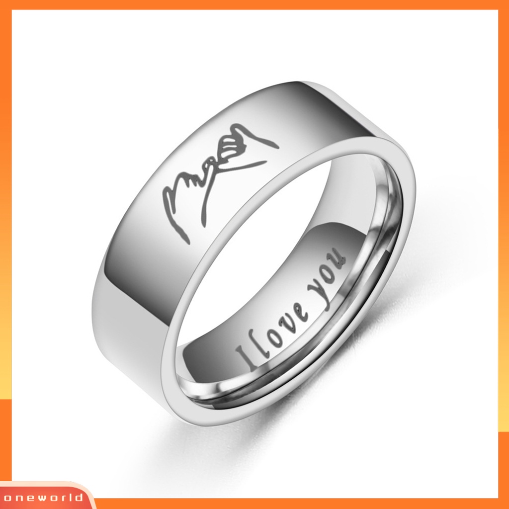 [EONE] Cincin Pasangan I Love You Tulisan Hias Kasual Memoles Semua Pertandingan Hadiah Perhiasan Stainless Steel Pria Wanita Tangan Di Tangan Jari Cincin Pernikahan Band Untuk Hari Kasih Sayang