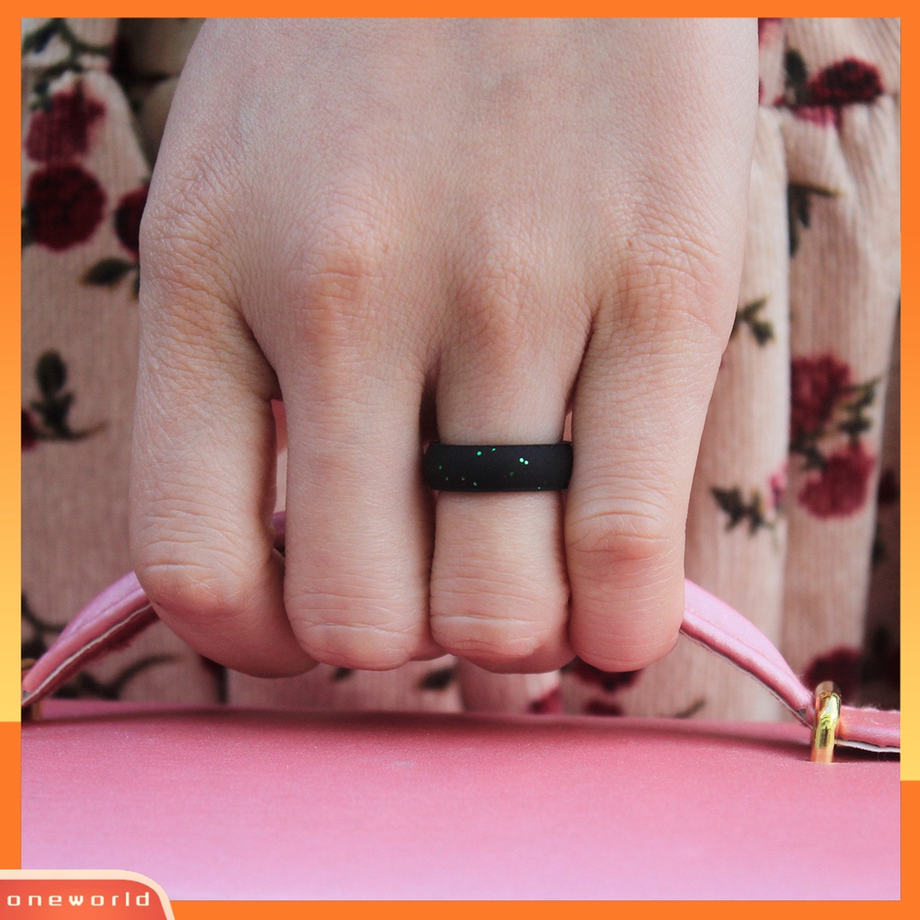 [EONE] 10pcs Cincin Couple Cantik Serbaguna Fleksibel Halus Hias Silikon Flash Powder Women Ring Daily Use